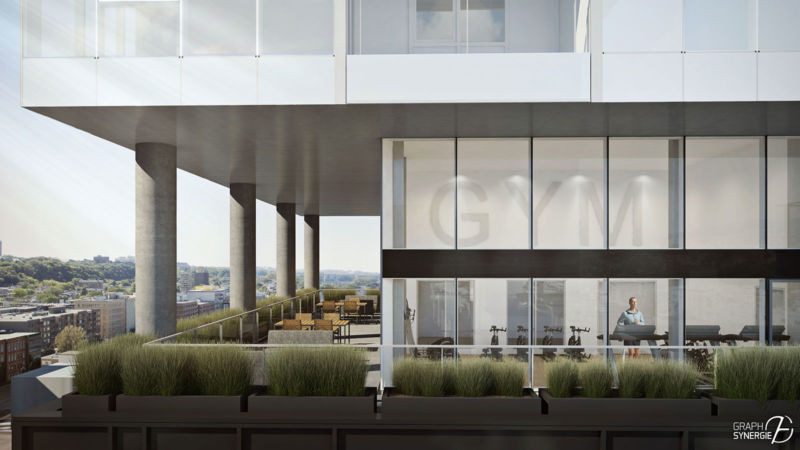 Vue extérieure du gym de la Tour Fresk