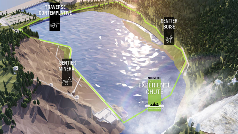 Vue générale des changements apportés aux Chutes Montmorency